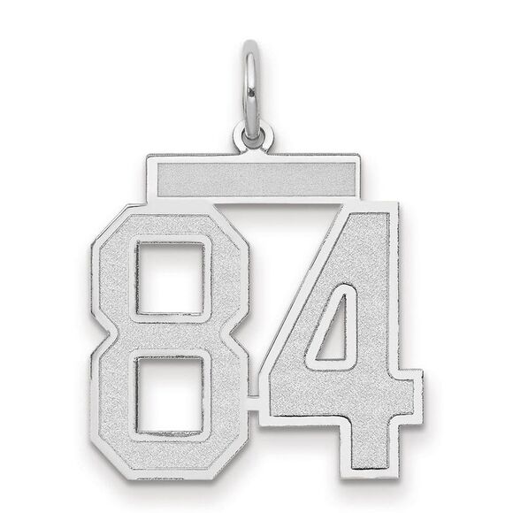 14k White Gold, Jersey Collection, Medium Number 84 Pendant